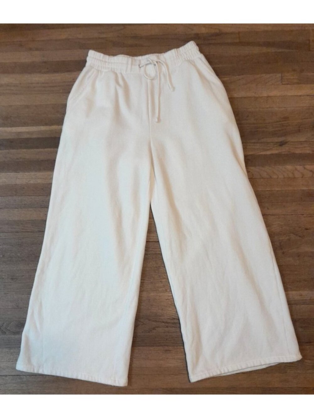 Forever 21 Sweatpants Wide Leg Comfy High Rise Pockets White